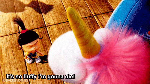 Little Girl Next To Stuffed Unicorn Saying It's So Fluffy I'm Gonna Die GIF