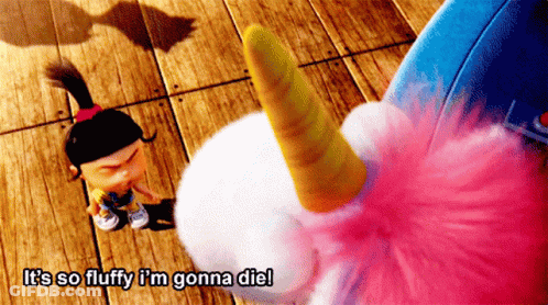 Little Girl Next To Stuffed Unicorn Saying It's So Fluffy I'm Gonna Die GIF