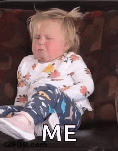 Little Girl On Couch Eyes Closed Saying Me GIF