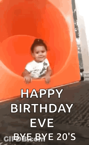 Little Girl On Orange Slide Happy Birthday Eve Bye Bye 20S GIF