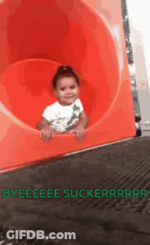 Little Girl On Red Slide Saying Yeeeee Suckerrry GIF
