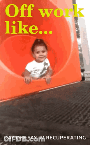 Little Girl On Slide Off Work Day Off Yay Recovering GIF