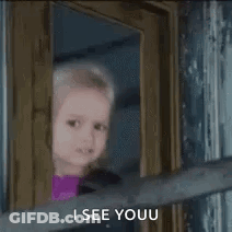 Little Girl Peeking Out Door Saying I See You GIF