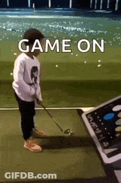 Little Girl Playing Golf Game On GIF