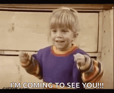 Little Girl Pointing And Saying I'm Coming To See You GIF