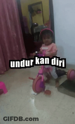 Little Girl Riding Pink Tricycle Undur Kan Diri GIF