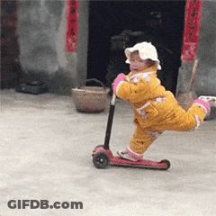 Little Girl Riding Scooter GIF