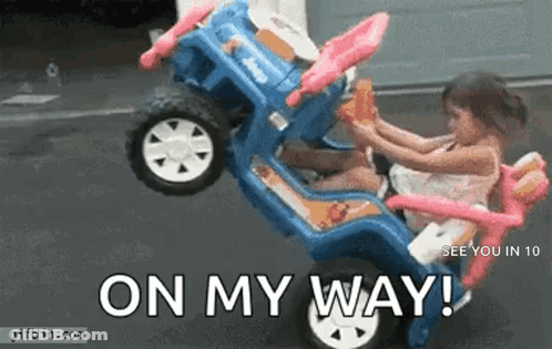 Little Girl Riding Toy Jeep On My Way GIF