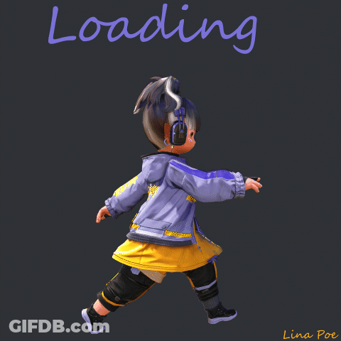 Little Girl Running With Headphones Loading GIF