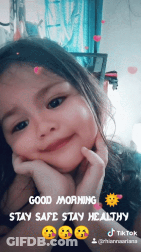 Little Girl Says Good Morning Stay Safe Stay Healthy TikTok GIF