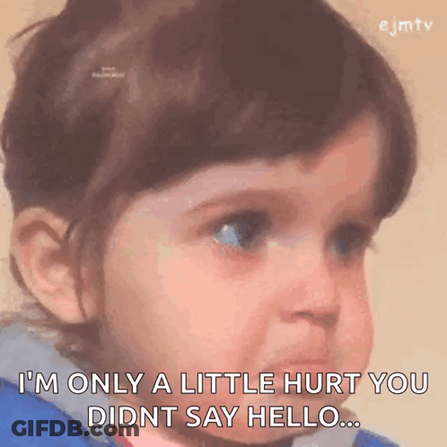 Little Girl Says I'm Only A Little Hurt You Didn't Say Hello GIF