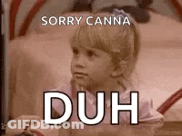 Little Girl Sitting On Bed Sorry Canna Duh GIF