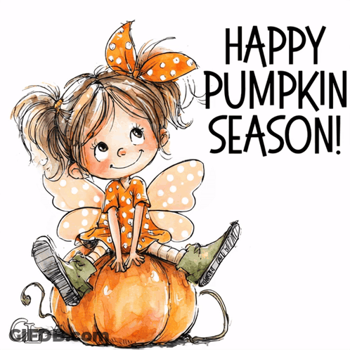 Little Girl Sitting On Pumpkin Happy Pumpkin Season GIF