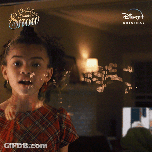 Little Girl Standing In Front Of Disney+ Original Sign GIF