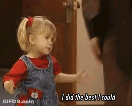 Little Girl Standing In Front Of Door Saying I Did The Best I Could GIF