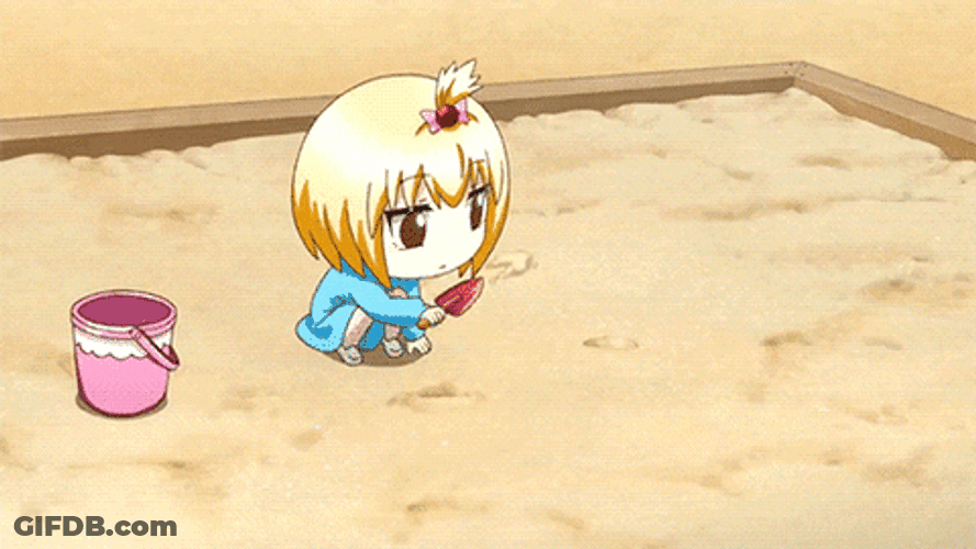 Little Girl Stuck Her Head In Sand Like Ostrich GIF