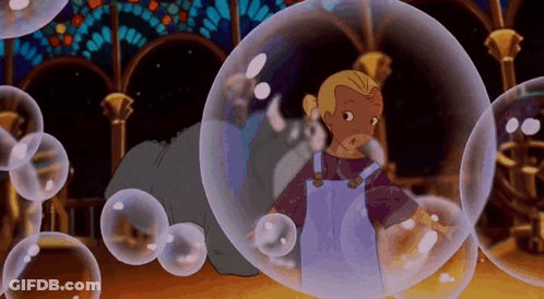Little Girl Surrounded By Bubbles GIF