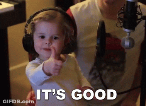 Little Girl Thumbs Up With Headphones And Microphone GIF