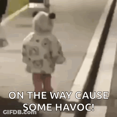 Little Girl Walking On The Way Cause Some Havoc GIF