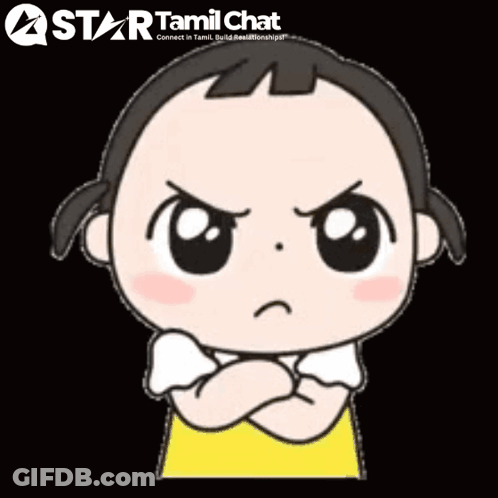 Little Girl With Arms Crossed And Star Tamil Chat Logo GIF