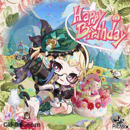 Little Girl With Cake Saying Happy Birthday GIF