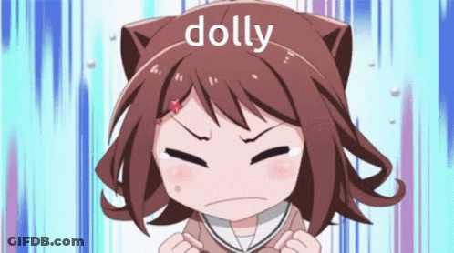 Little Girl With Cat Ear Dolly On Head GIF