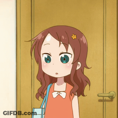 Little Girl With Flower In Hair At Door GIF