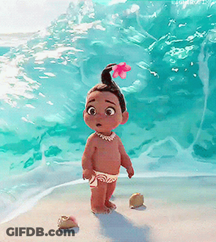 Little Girl With Flower In Hair On Beach GIF