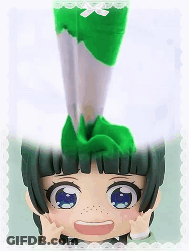 Little Girl With Green Hair And Blue Eyes GIF