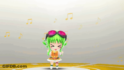 Little Girl With Green Hair Surrounded By Hearts GIF