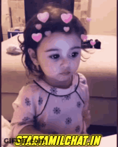 Little Girl With Hearts In Hair And Startamilchat.in GIF