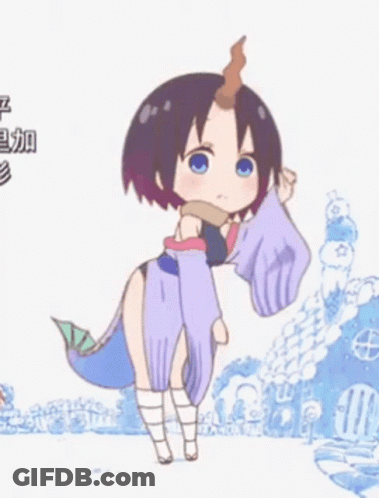Little Girl With Horn And Fish Tail Standing In Front Of Building GIF