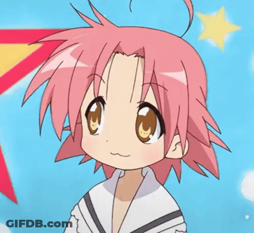 Little Girl With Pink Hair And Brown Eyes GIF