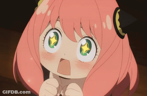 Little Girl With Pink Hair And Green Eyes And Star Eyes GIF