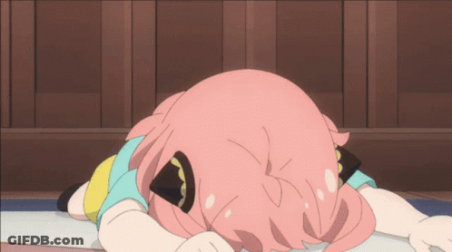 Little Girl With Pink Hair Lying On Floor GIF