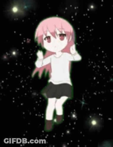 Little Girl With Pink Hair Surrounded By Stars GIF