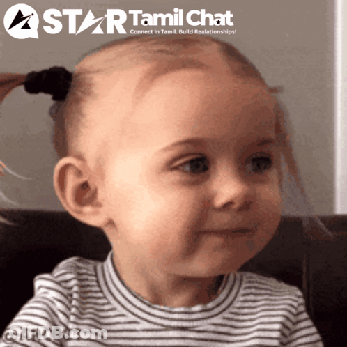 Little Girl With Star Tamil Chat Logo Behind GIF