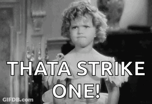 Little Girl With Strike One Words GIF
