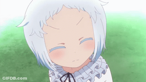 Little Girl With White Hair And Blue Eyes Looking Up GIF