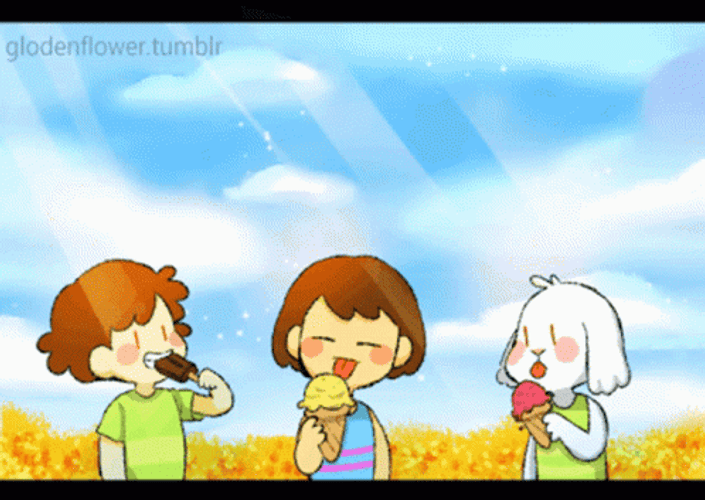 Little Girls Chara Undertale Eating Popsicle Anime GIF