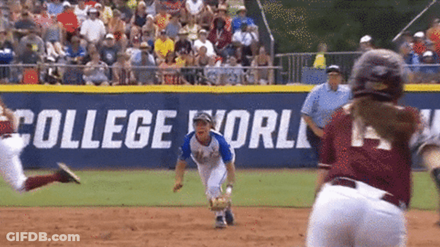 Little League Softball Dive Intercept GIF