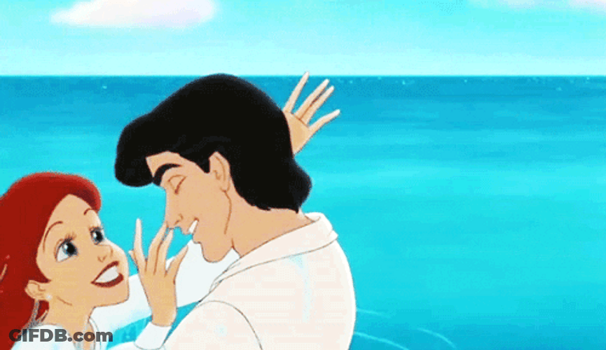 Little Mermaid Ariel And Eric Cartoon Love GIF