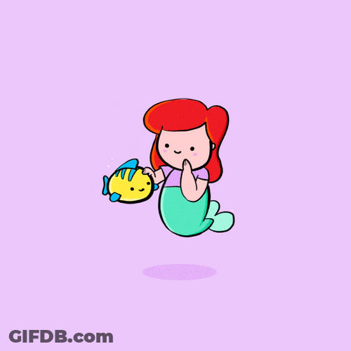 Little Mermaid Ariel And Flounder Chibi GIF