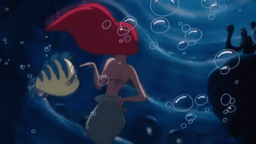 Little Mermaid Ariel And Flounder Dancing GIF