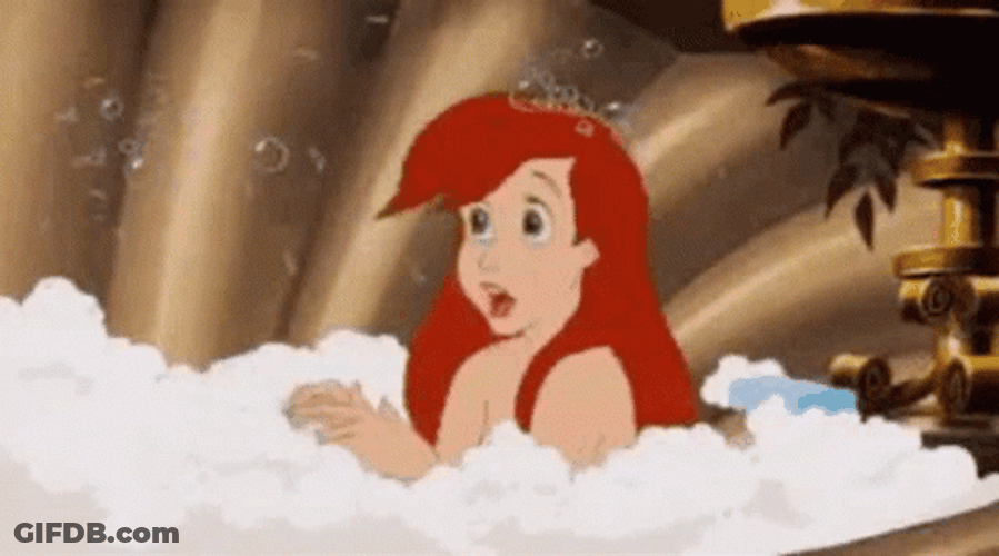 Little Mermaid Ariel Bath Time Blowing Bubbles GIF
