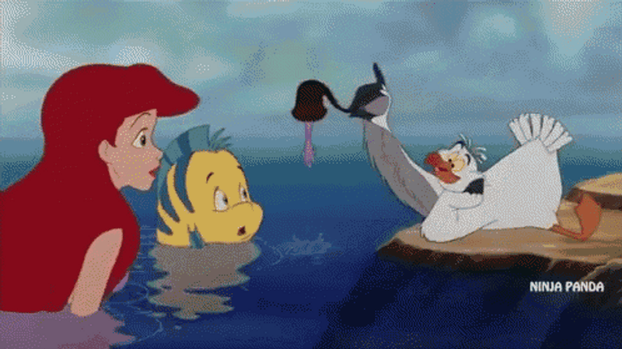 Little Mermaid Ariel Meeting Seagull Scuttle GIF