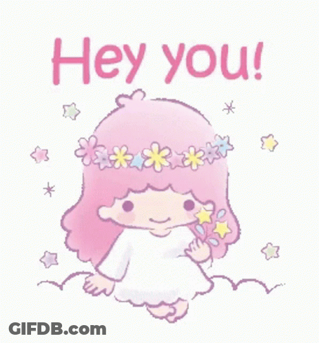 Little Twin Stars Girl With Flower Crown Saying Hey You GIF