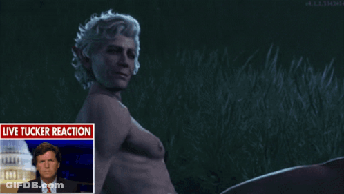 Live Tucker Reaction With Bear In Background GIF