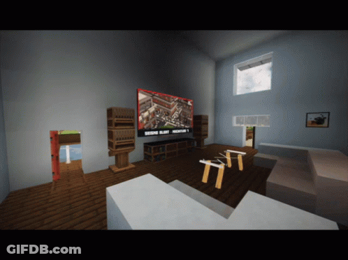Living Room With Large Flat Screen TV Map GIF