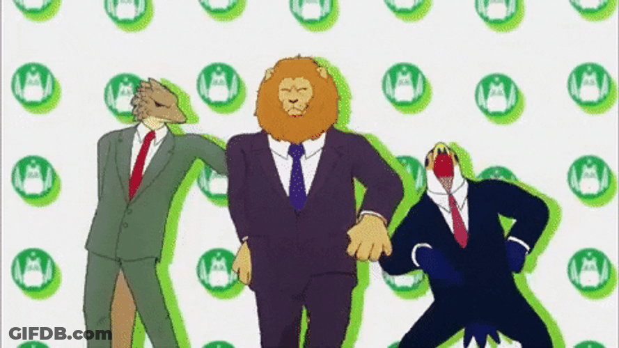 Lizard Dancing With Eagle And Lion GIF
